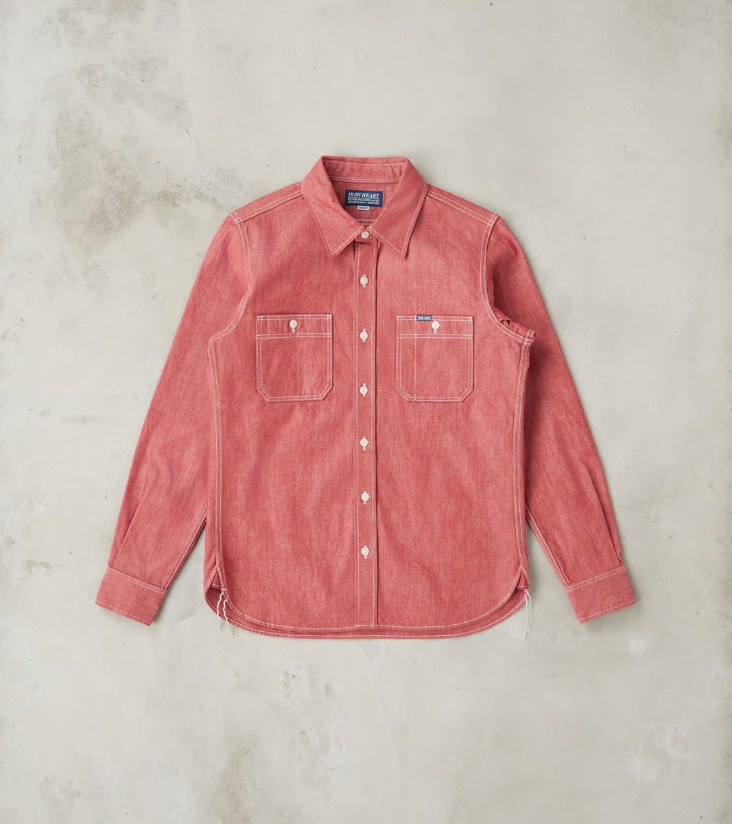 Iron Heart 363-RED - Work Shirt - 10oz Organic Chambray Red