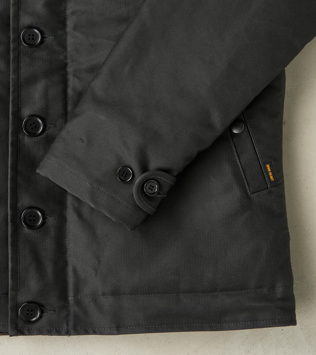 37-BLK - N1 Deck Jacket - 14oz Black Oiled Whipcord