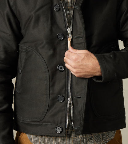 35-BLK - N1 Deck Jacket - 12oz Super Black Whipcord