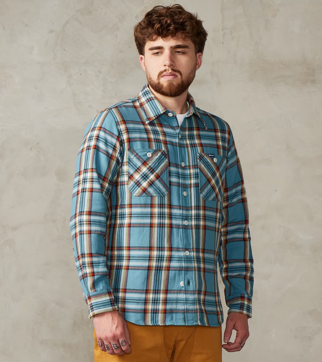 Iron Heart 442-SAX - Work Shirt - 9oz Selvedge Flannel Orange