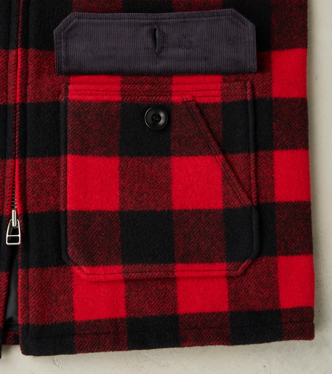 19-RED - Wool Hunting Jacket - Red Buffalo Check