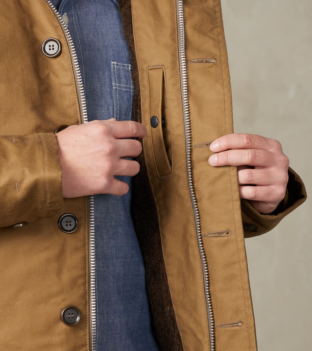 37-KHA - N1 Deck Jacket - 14oz Oiled Khaki Whipcord