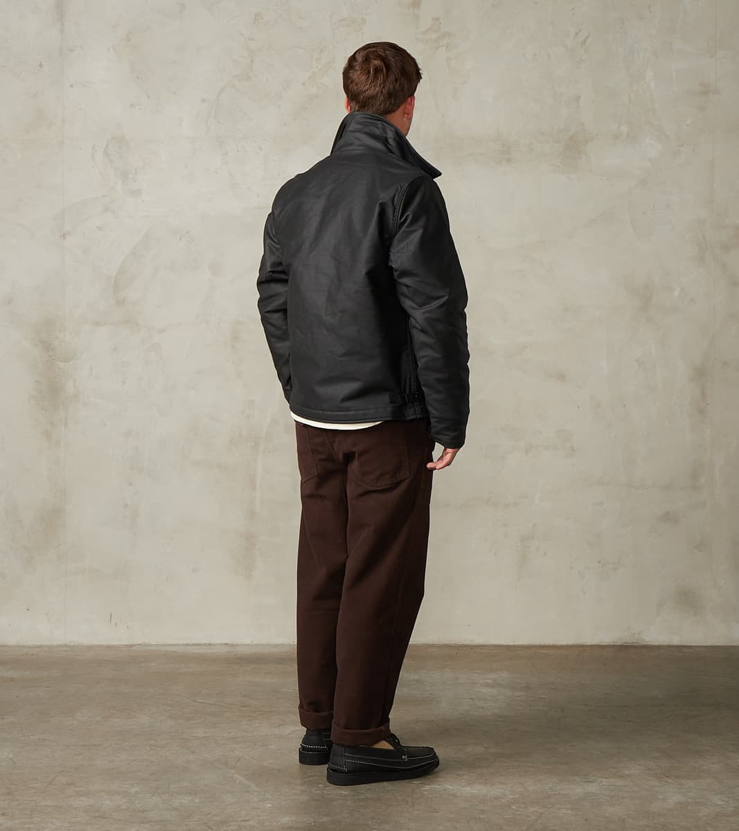 45-BLK - A2 Deck Jacket - 14oz Black Oiled Whipcord