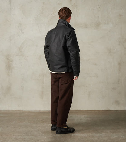 45-BLK - A2 Deck Jacket - 14oz Black Oiled Whipcord