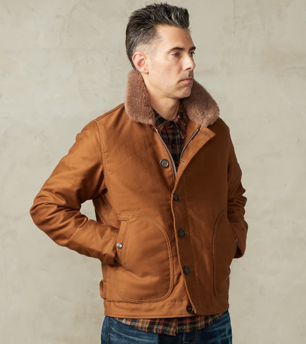 Iron Heart 35-BRN - N1 Deck Jacket - 12oz Brown Whipcord