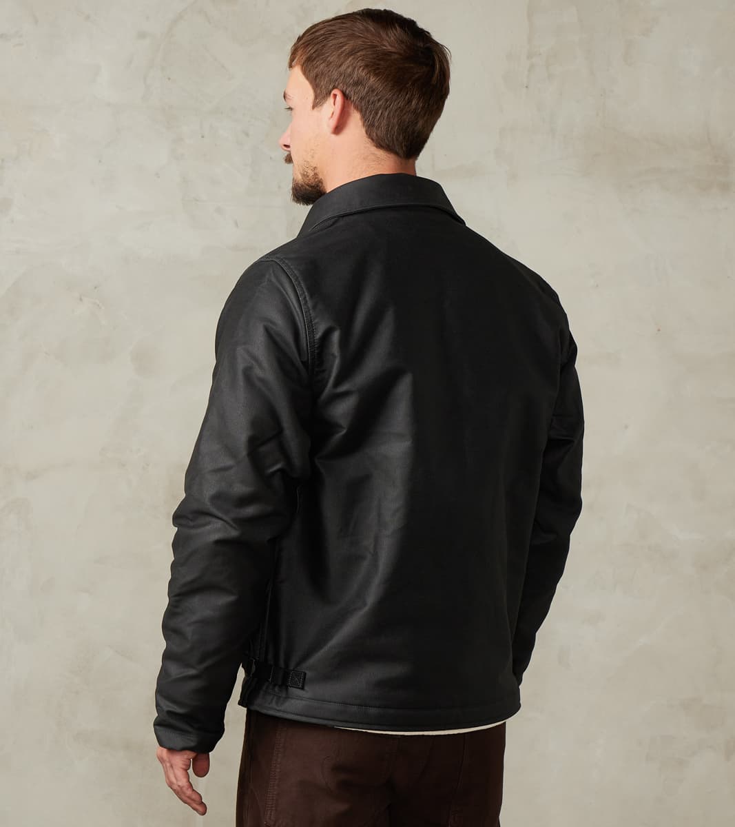 45-BLK - A2 Deck Jacket - 14oz Black Oiled Whipcord