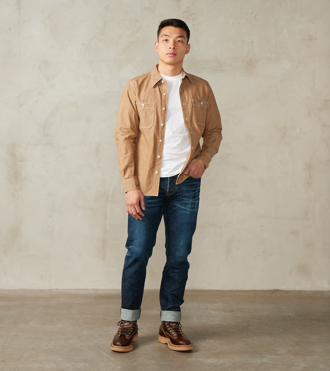 Iron Heart 363-MOC - Work Shirt - 10oz Organic Chambray Mocha