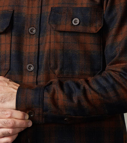 DR 434-BOT - CPO Shirt - Fox Brothers® Wool Bottle Brown Admiral Check Twill Flannel