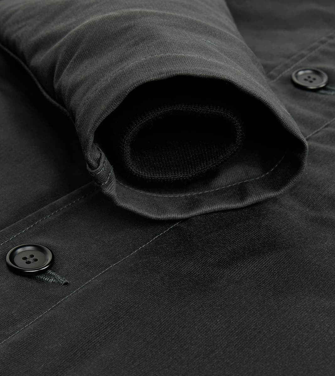 45-BLK - A2 Deck Jacket - 14oz Black Oiled Whipcord