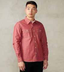 Iron Heart 363-RED - Work Shirt - 10oz Organic Chambray Red
