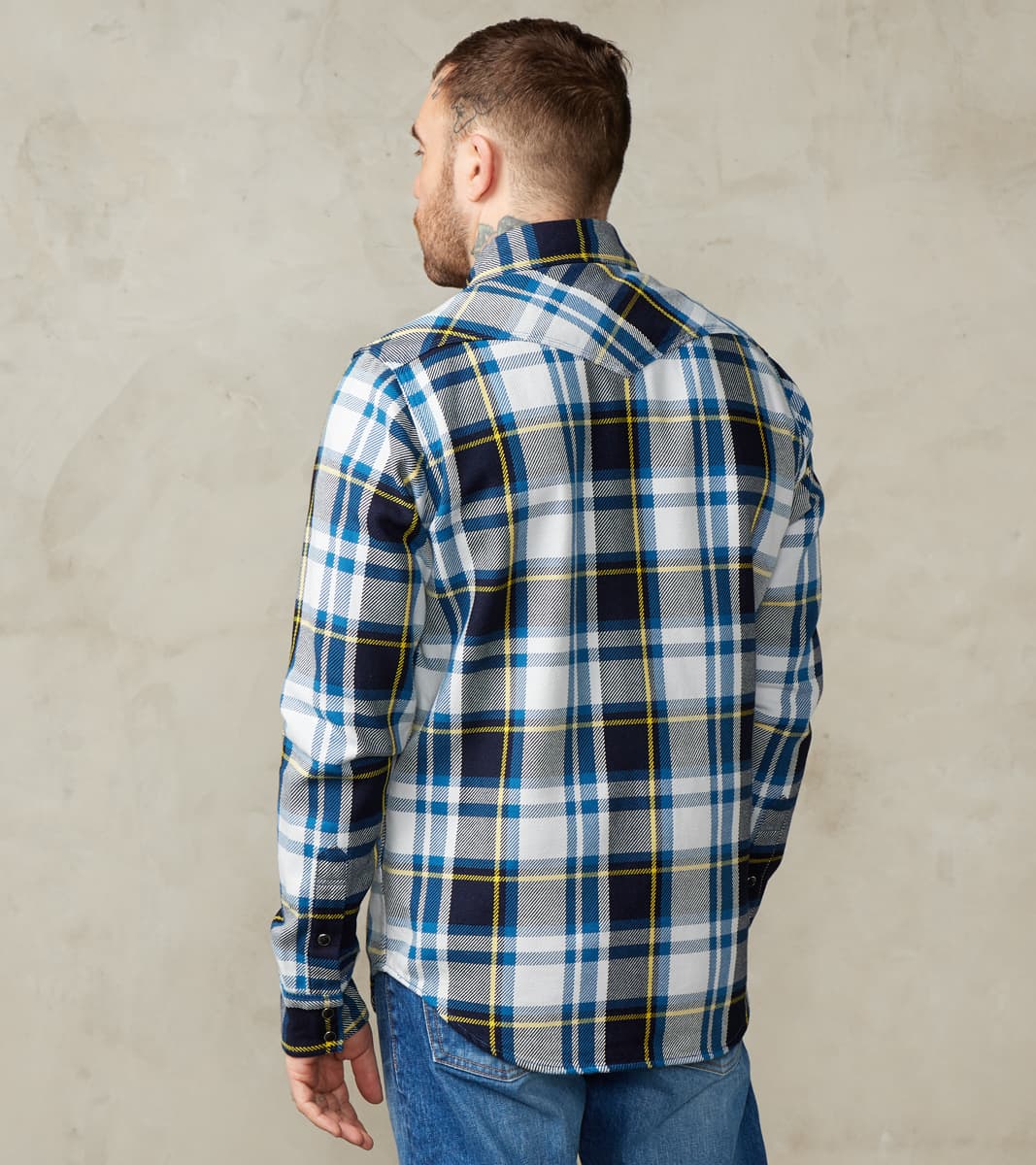 390-BLU - Western- 9oz Selvedge Flannel American Blue Check