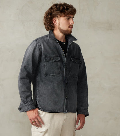 Japan Blue CPO Shirt - 13oz Fade Wash Denim - Dark Grey