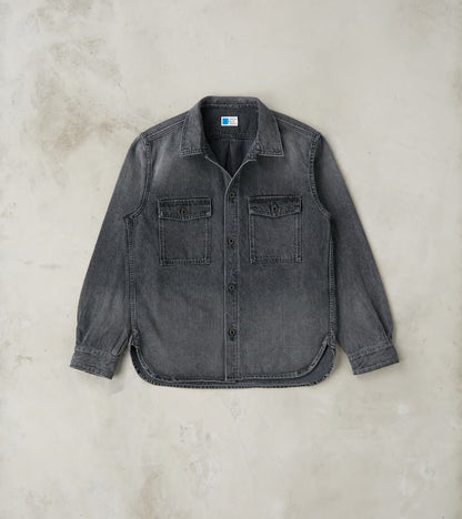 Japan Blue CPO Shirt - 13oz Fade Wash Denim - Dark Grey