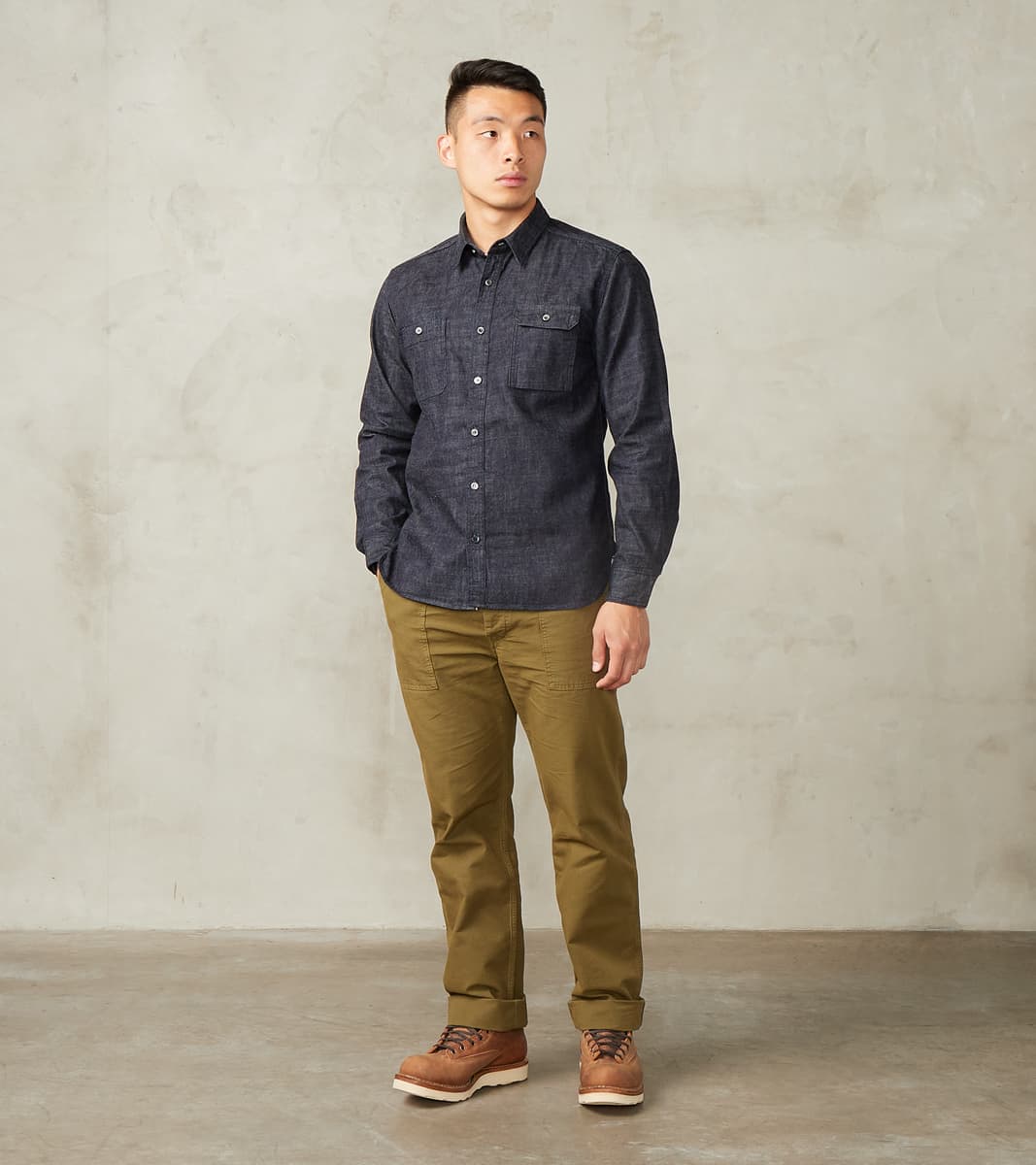 Momotaro Jeans - MXLS1020 - Work Shirt - 8oz Deep Indigo Selvedge Deni…