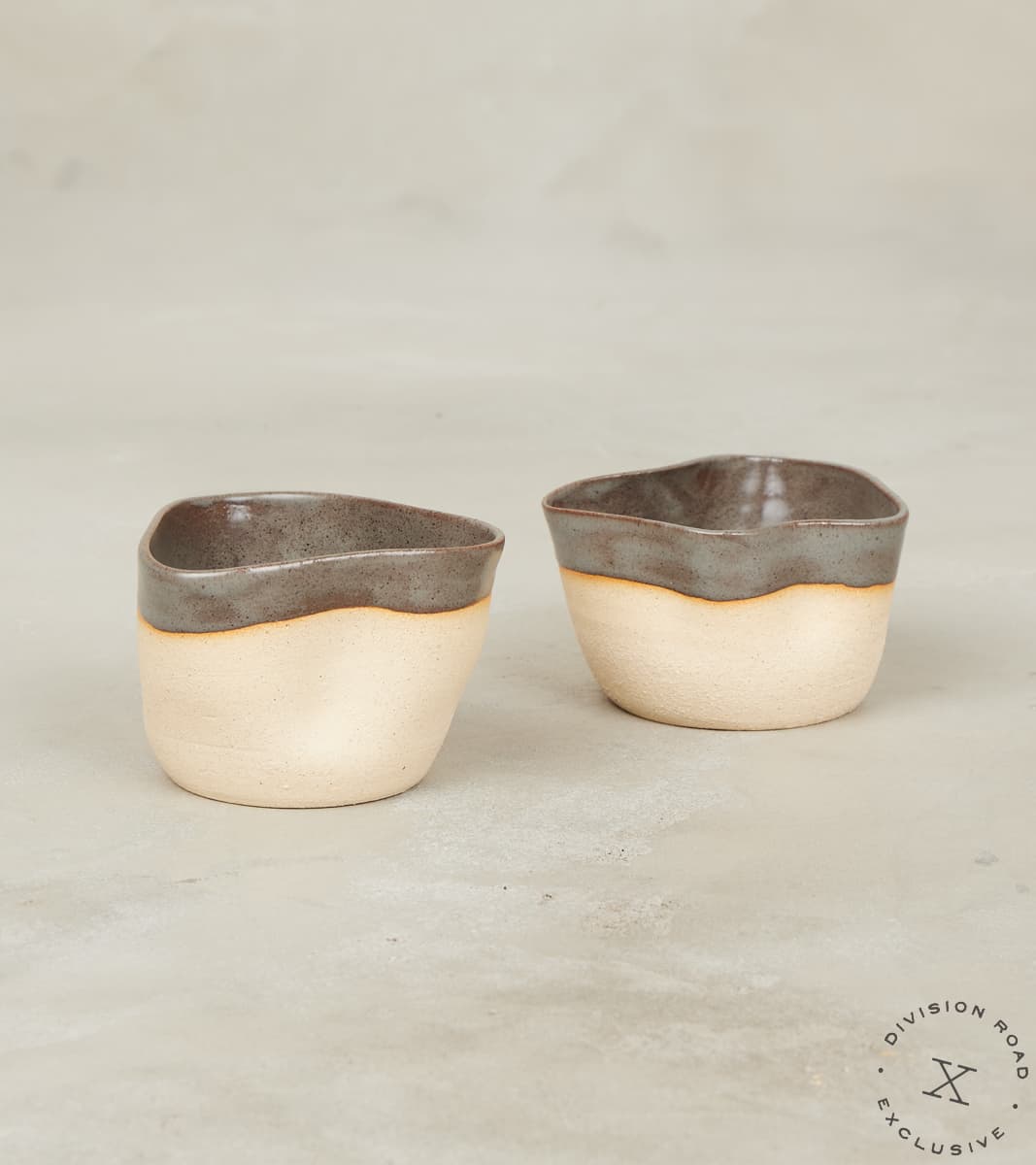 The Fields Artisan Hand Thrown Stoneware Fold Cup - Sandstone & Graphite