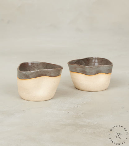 The Fields Artisan Hand Thrown Stoneware Fold Cup - Sandstone & Graphite