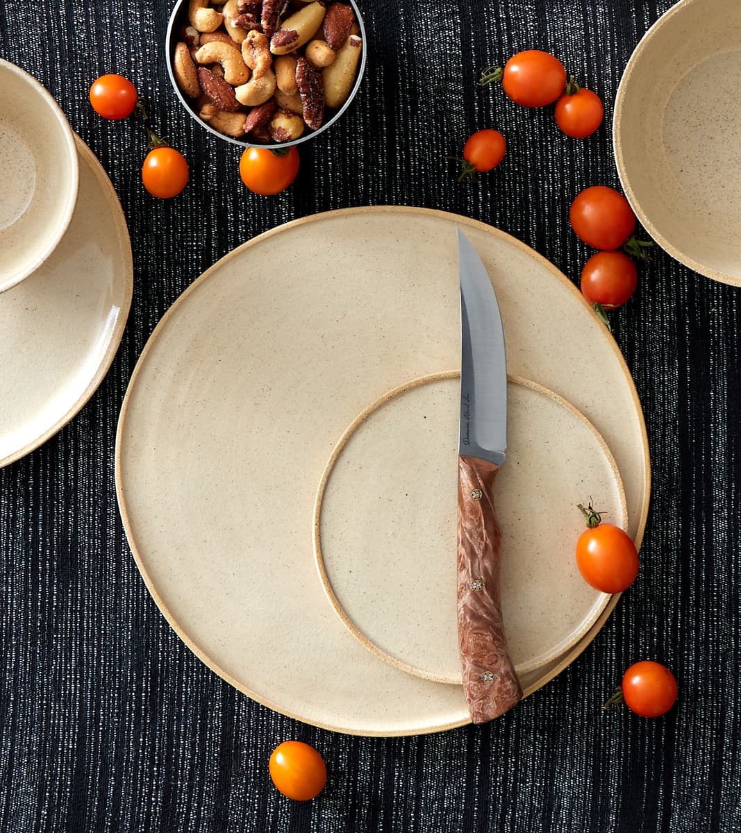 The Fields Artisan Hand Thrown Stoneware Everyday Bowl - Sandstone & Graphite
