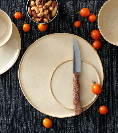 The Fields Artisan Hand Thrown Stoneware Everyday Bowl - Sandstone & Graphite