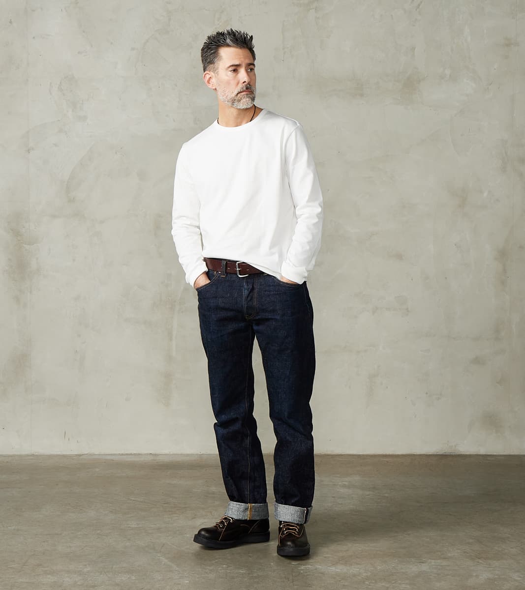 2M15 Good Originals - 6.8oz Vintage Machine 2-Thread Longsleeve - 01 White