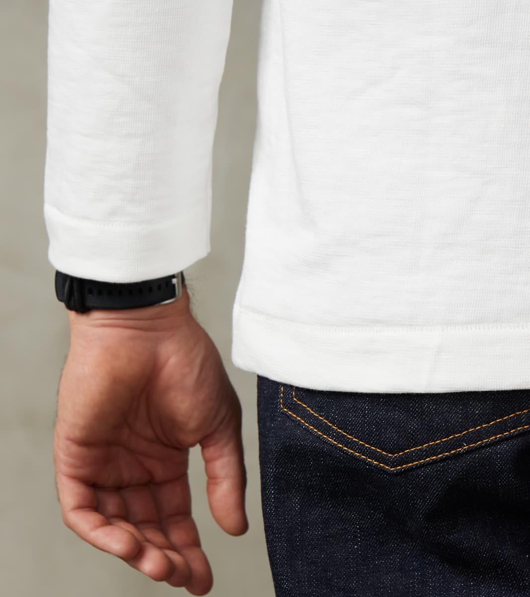 S218 Good Originals - 10.7oz Loopwheeled 2-Thread Heavyweight Longsleeve - 01 White