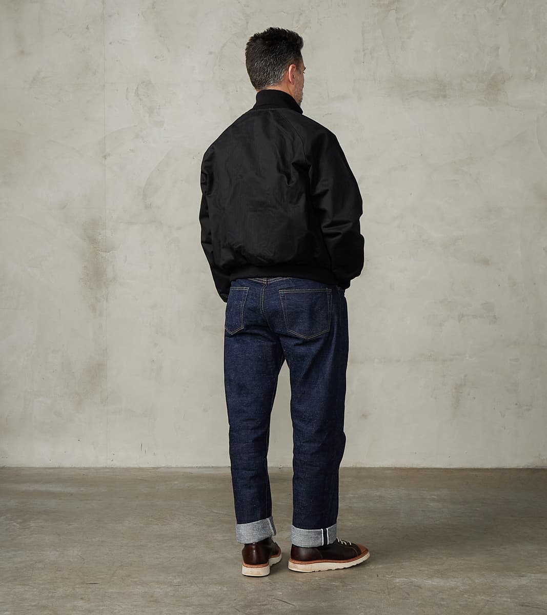 Merz b. x Dehen Pilot Jacket - 12oz H.Stevensons® Dry Waxed Herringbone - Deep Black