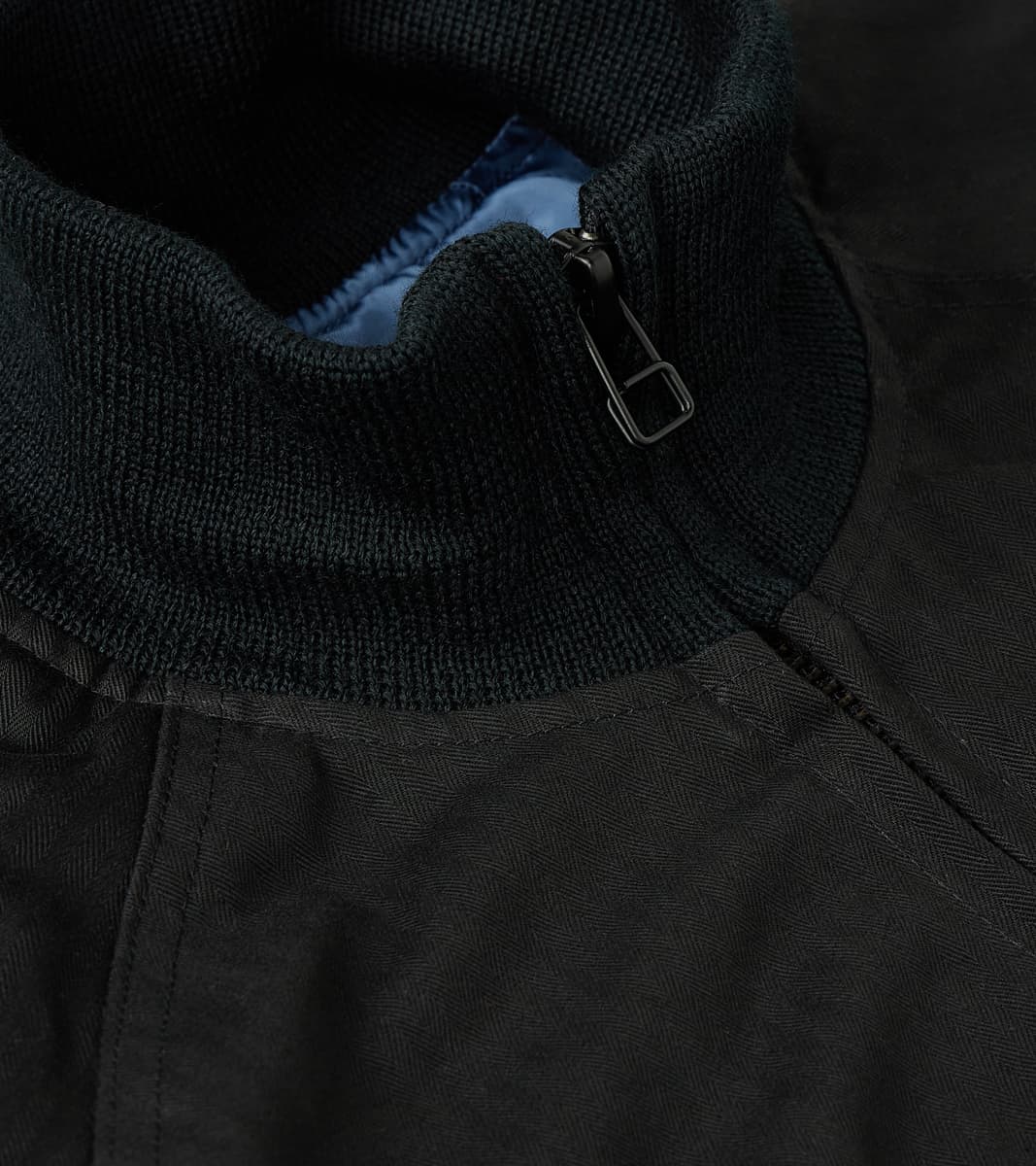 Merz b. x Dehen Pilot Jacket - 12oz H.Stevensons® Dry Waxed Herringbone - Deep Black
