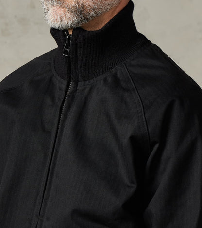 Merz b. x Dehen Pilot Jacket - 12oz H.Stevensons® Dry Waxed Herringbone - Deep Black