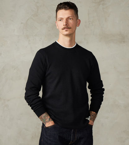 Momotaro Jeans MMTS6030 Suvin Cotton Long Sleeve Thermal - Black