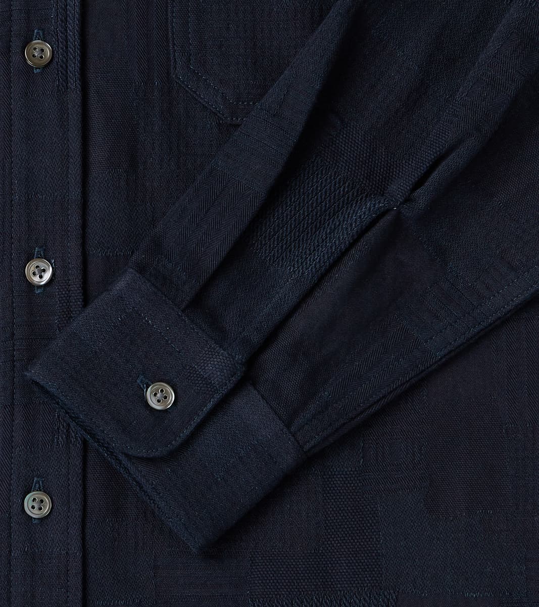 MXLS1026 - Work Shirt - Jacquard Indigo Patchwork