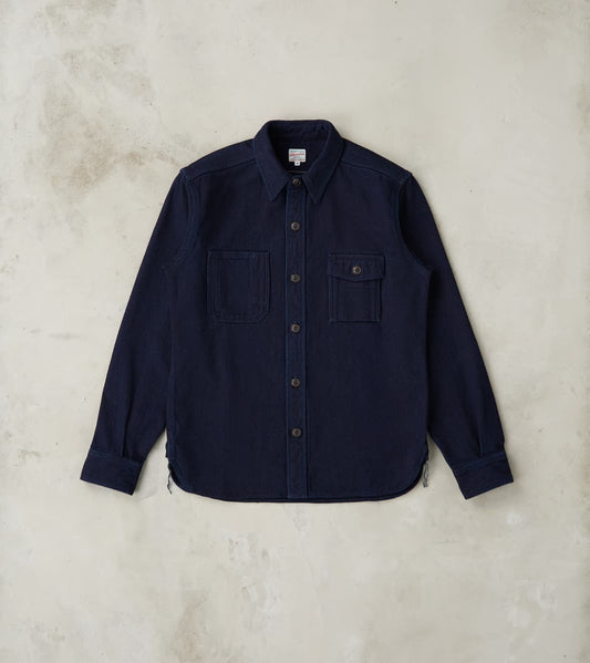 Momotaro Jeans - MZLS1070 - Work Shirt - Heavyweight Indigo Sashiko Do…