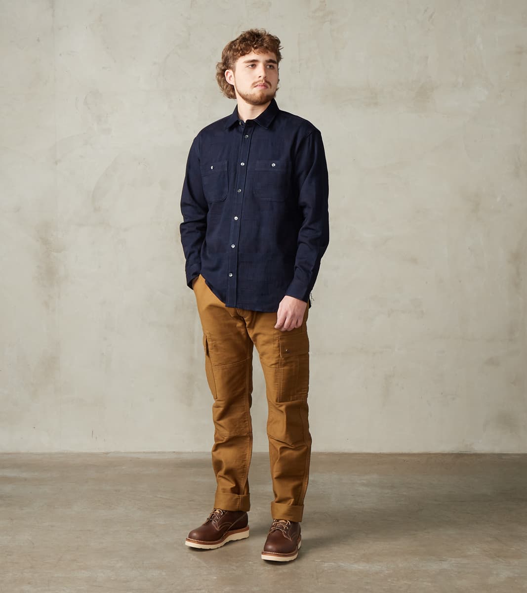 MXLS1026 - Work Shirt - Jacquard Indigo Patchwork