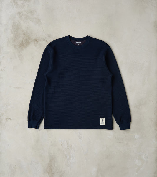 Momotaro Jeans MMTS6030 Suvin Cotton Long Sleeve Thermal - Navy