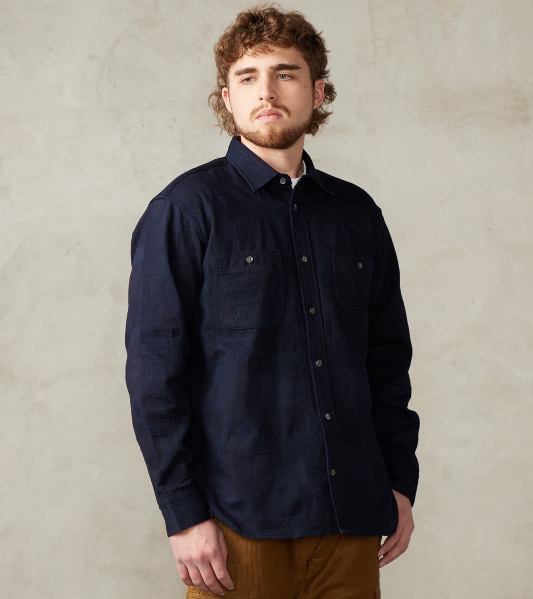 Momotaro Jeans - MXLS1026 - Work Shirt - Jacquard Indigo Patchwork