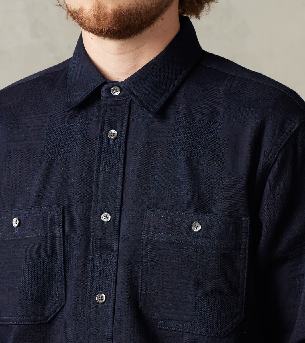 MXLS1026 - Work Shirt - Jacquard Indigo Patchwork