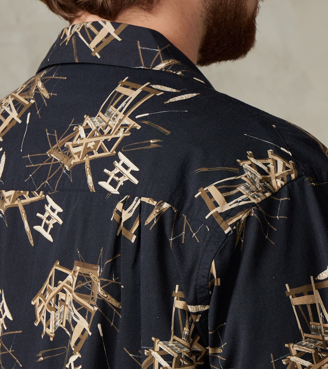 SHOOT playmoTシャツMニューメタルバンド Momotaro Jeans - MMSS6004 - Cotton/Rayon Camp Shirt - Black