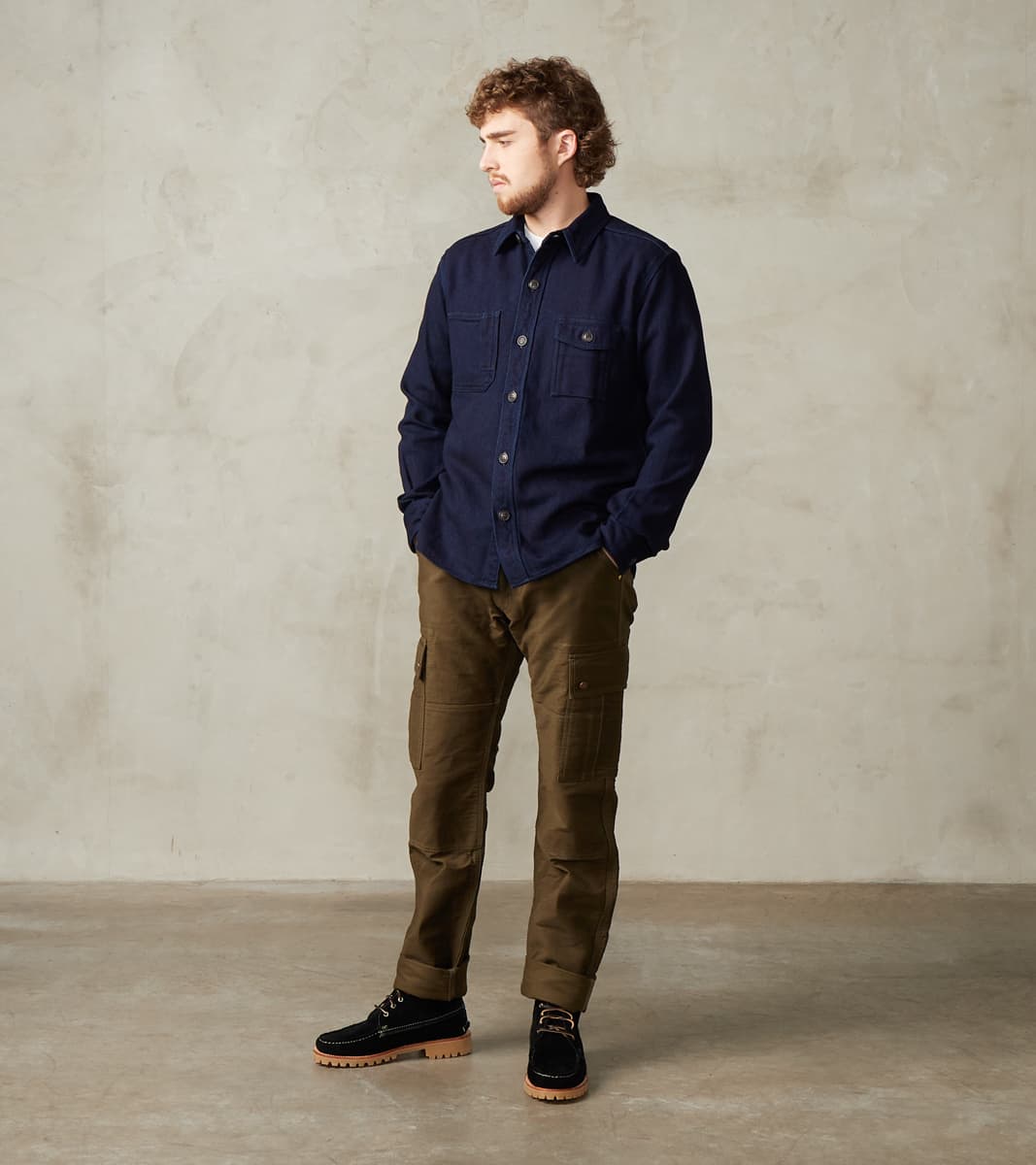 MZLS1070 - Work Shirt - Heavyweight Indigo Sashiko Dobby