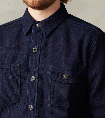 MZLS1070 - Work Shirt - Heavyweight Indigo Sashiko Dobby