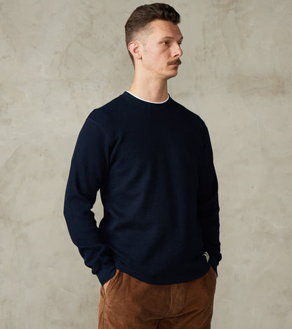 Momotaro Jeans MMTS6030 Suvin Cotton Long Sleeve Thermal - Navy