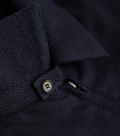 MXOT1314 - Harrington Jacket - Indigo Wool Weft Sashiko Jacquard