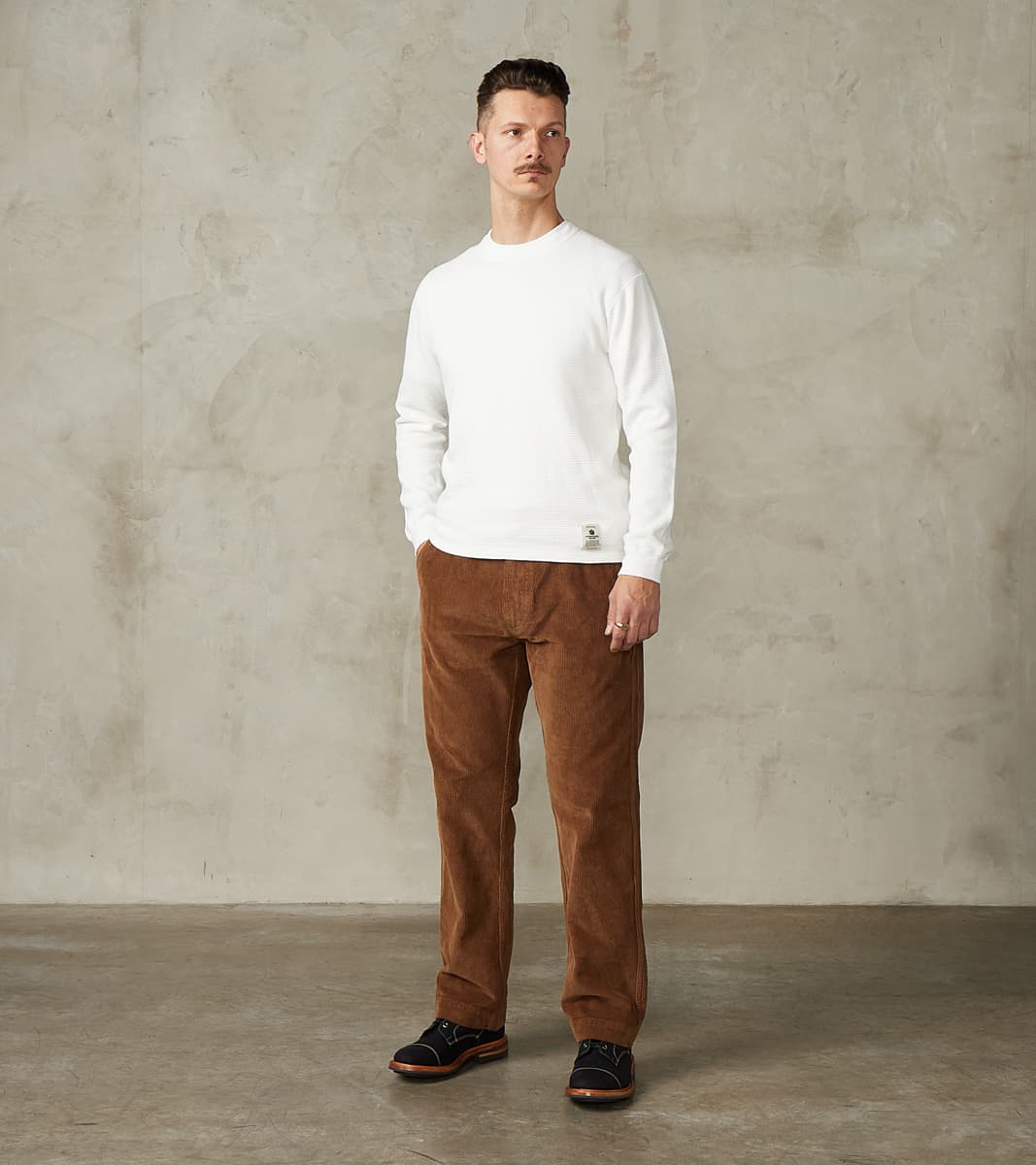 Momotaro Jeans MMTS6030 Suvin Cotton Long Sleeve Thermal - White