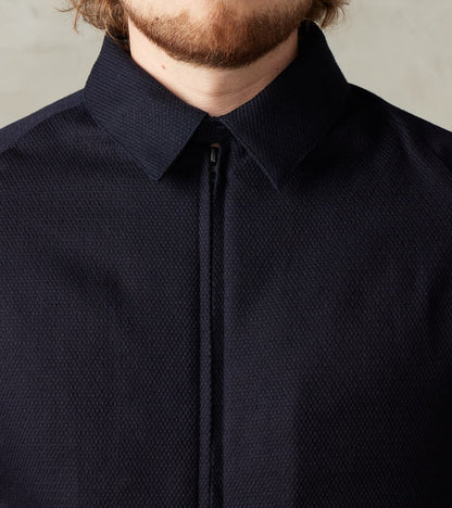 MXOT1314 - Harrington Jacket - Indigo Wool Weft Sashiko Jacquard