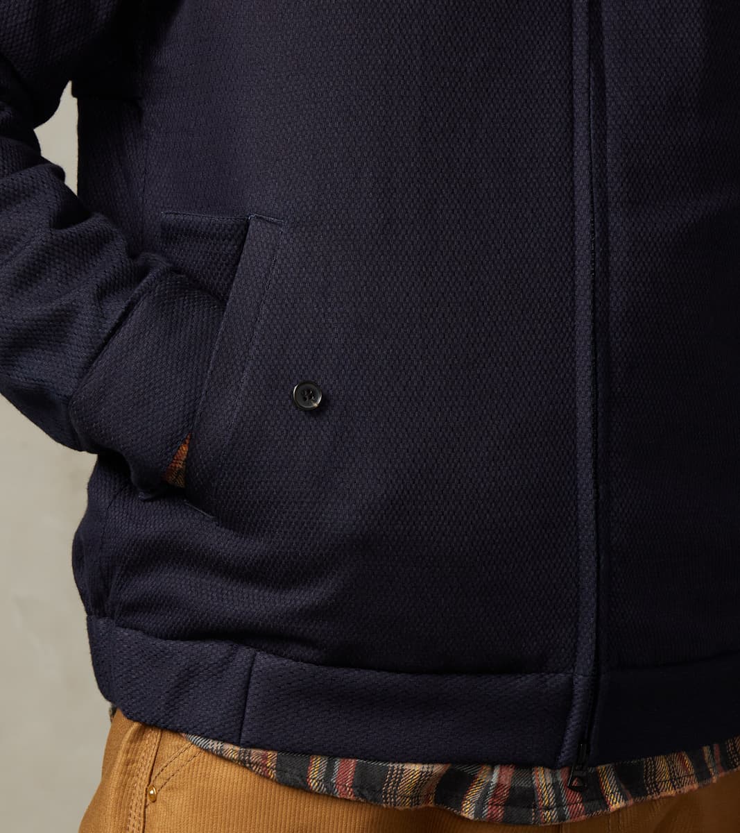 MXOT1314 - Harrington Jacket - Indigo Wool Weft Sashiko Jacquard