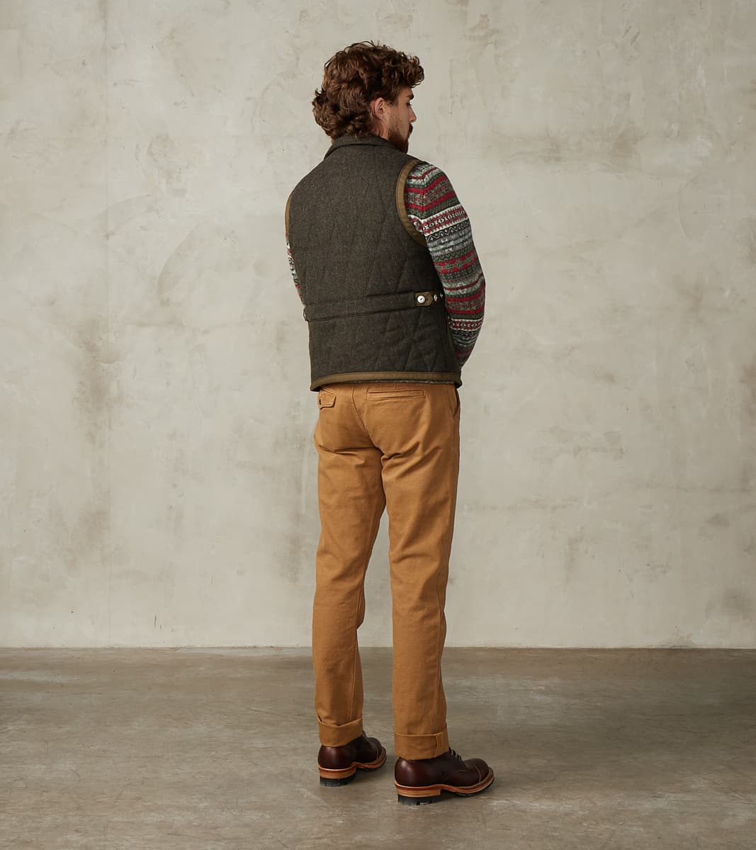 French Fencing Hunt Vest - Fox Brothers® Dark Olive Tweed Twill