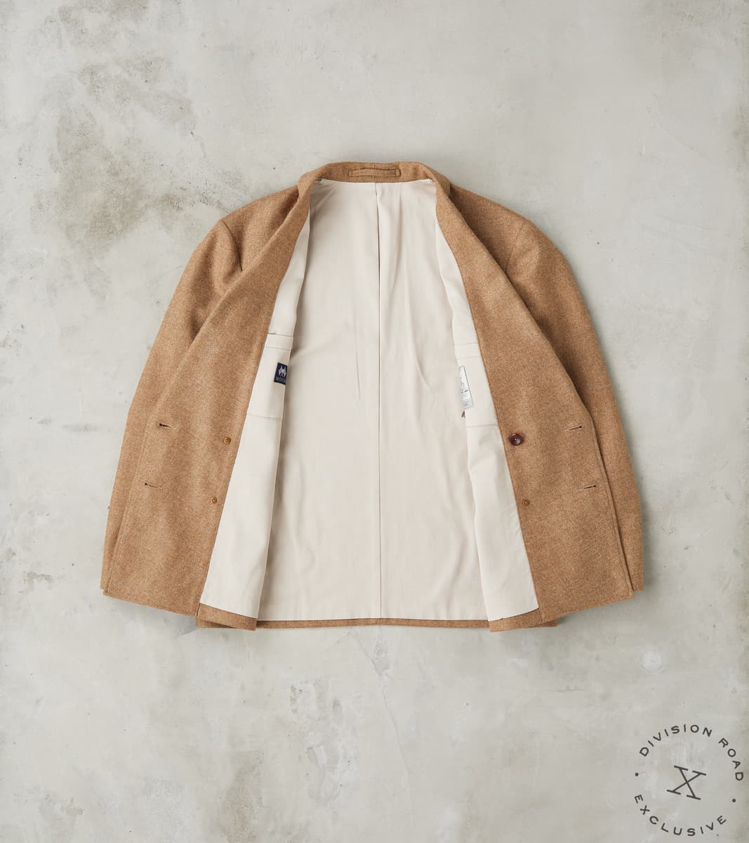 French Army Shawl Sack Jacket - Abraham Moon® Camel Merino Twill