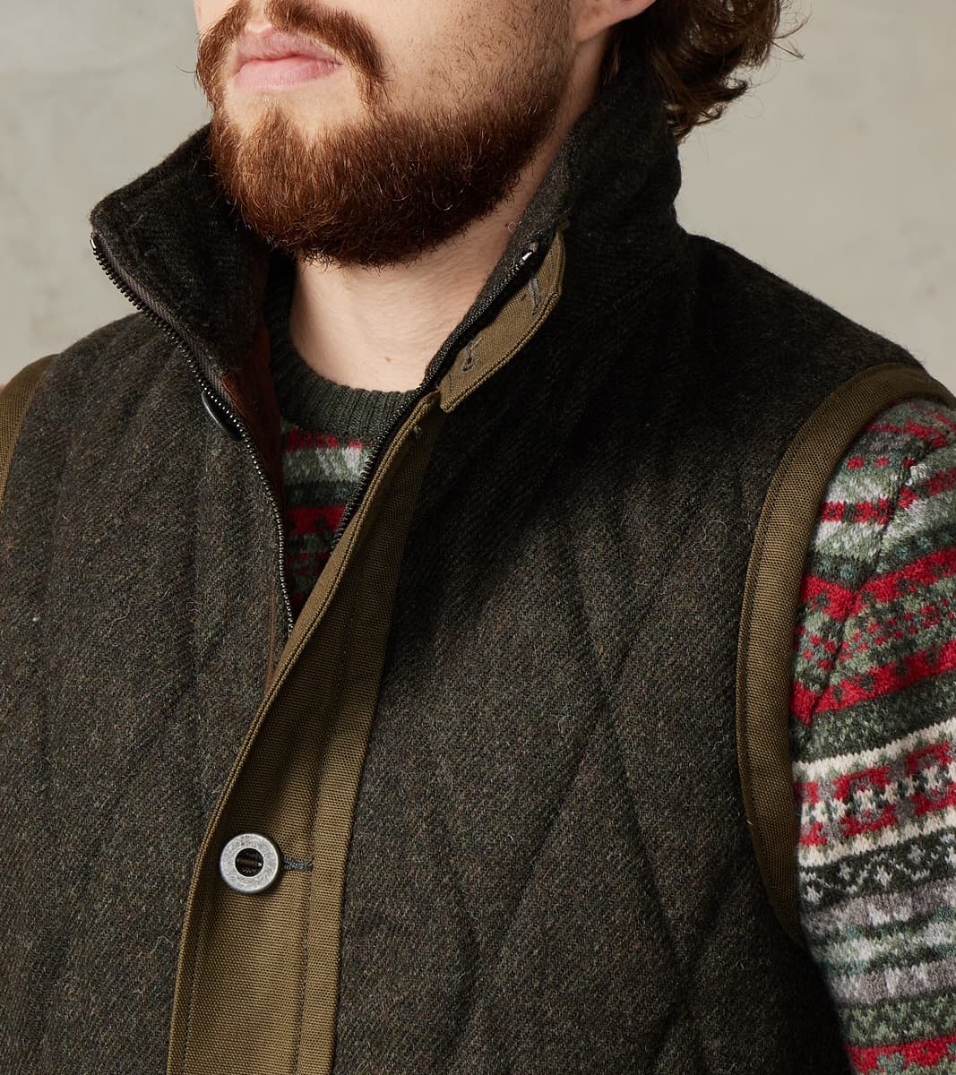 French Fencing Hunt Vest - Fox Brothers® Dark Olive Tweed Twill