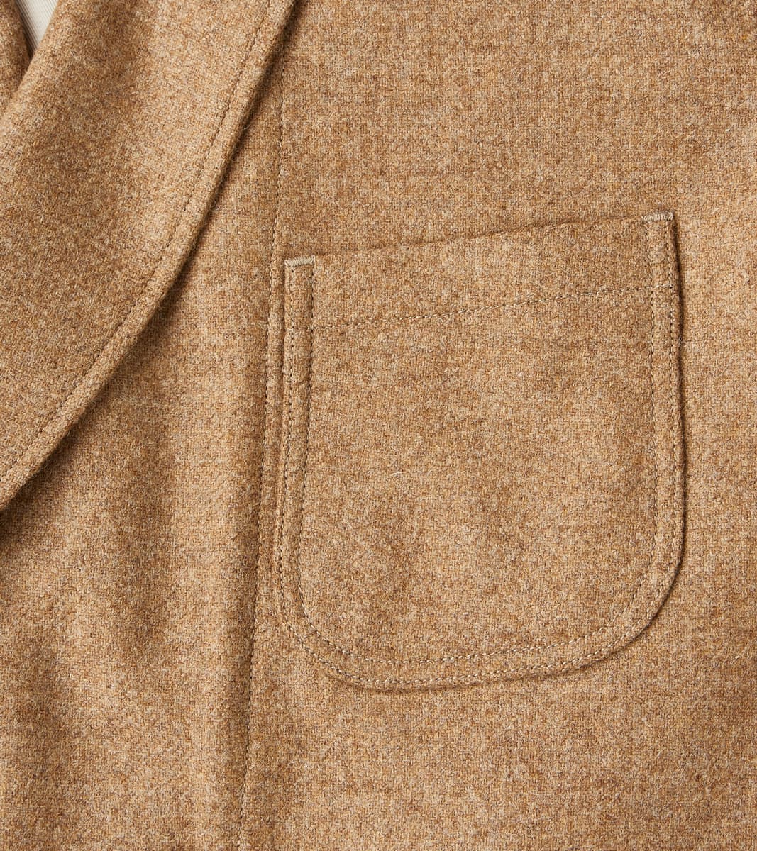 French Army Shawl Sack Jacket - Abraham Moon® Camel Merino Twill