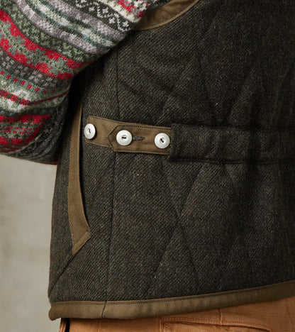 French Fencing Hunt Vest - Fox Brothers® Dark Olive Tweed Twill