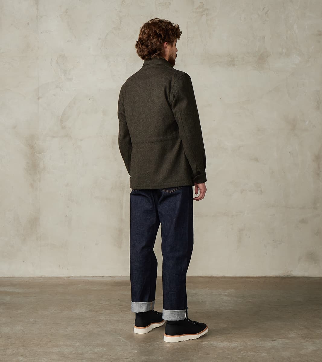 French Army F-2 Fatigue Jacket - Fox Brothers® Dark Olive Tweed Twill