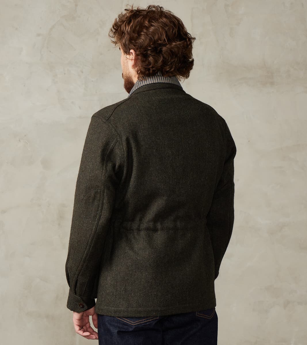 French Army F-2 Fatigue Jacket - Fox Brothers® Dark Olive Tweed Twill