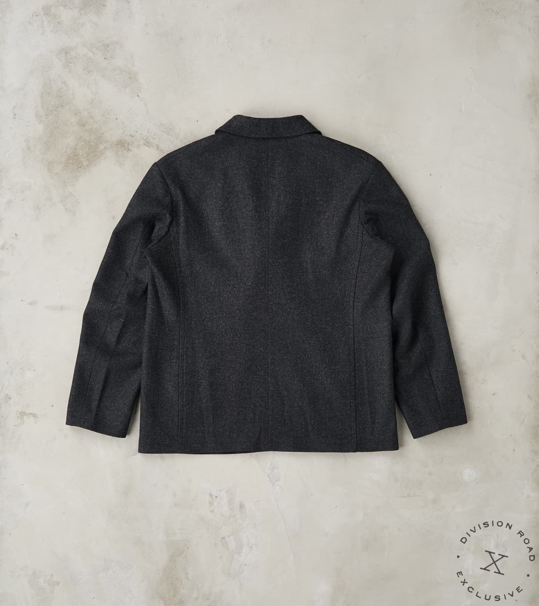 French Army Shawl Sack Jacket - Abraham Moon® Coal Merino Twill